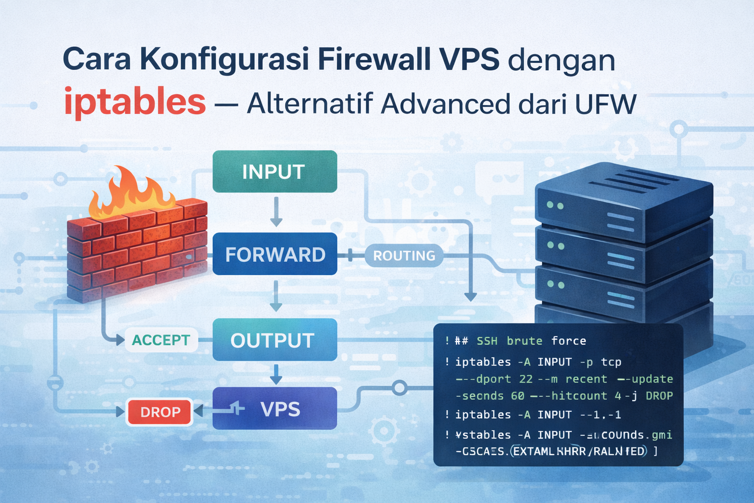 Cara Konfigurasi Firewall VPS dengan iptables — Alternatif Advanced dari UFW