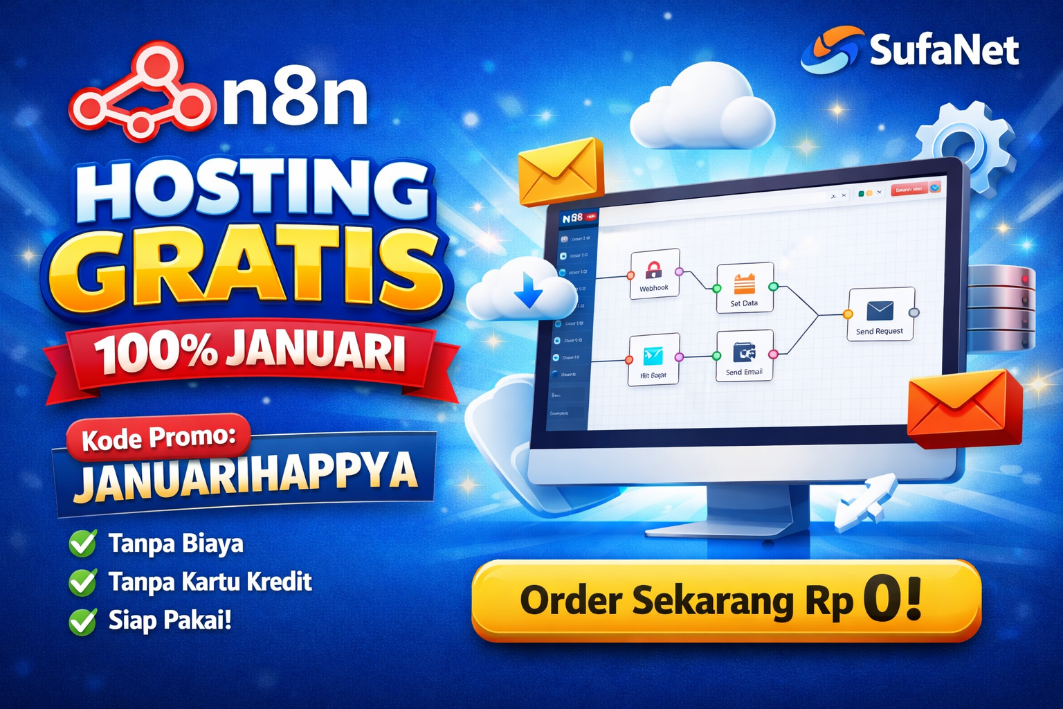 n8n Gratis 100% Januari: Hosting Automation Profesional Tanpa Biaya dengan Kode Promo JANUARIHAPPYA