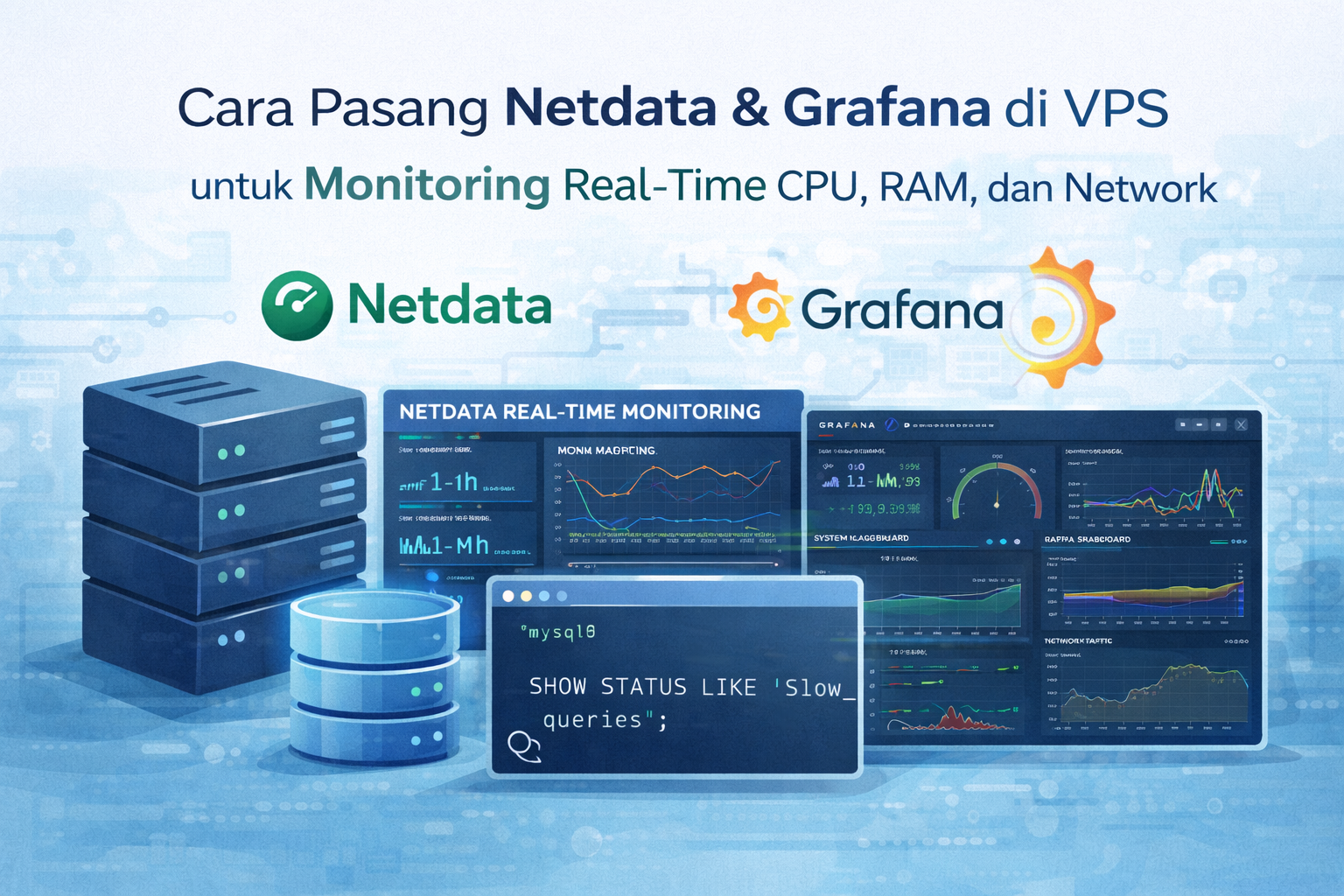 Cara Pasang Netdata & Grafana di VPS untuk Monitoring Real-Time CPU, RAM, dan Network