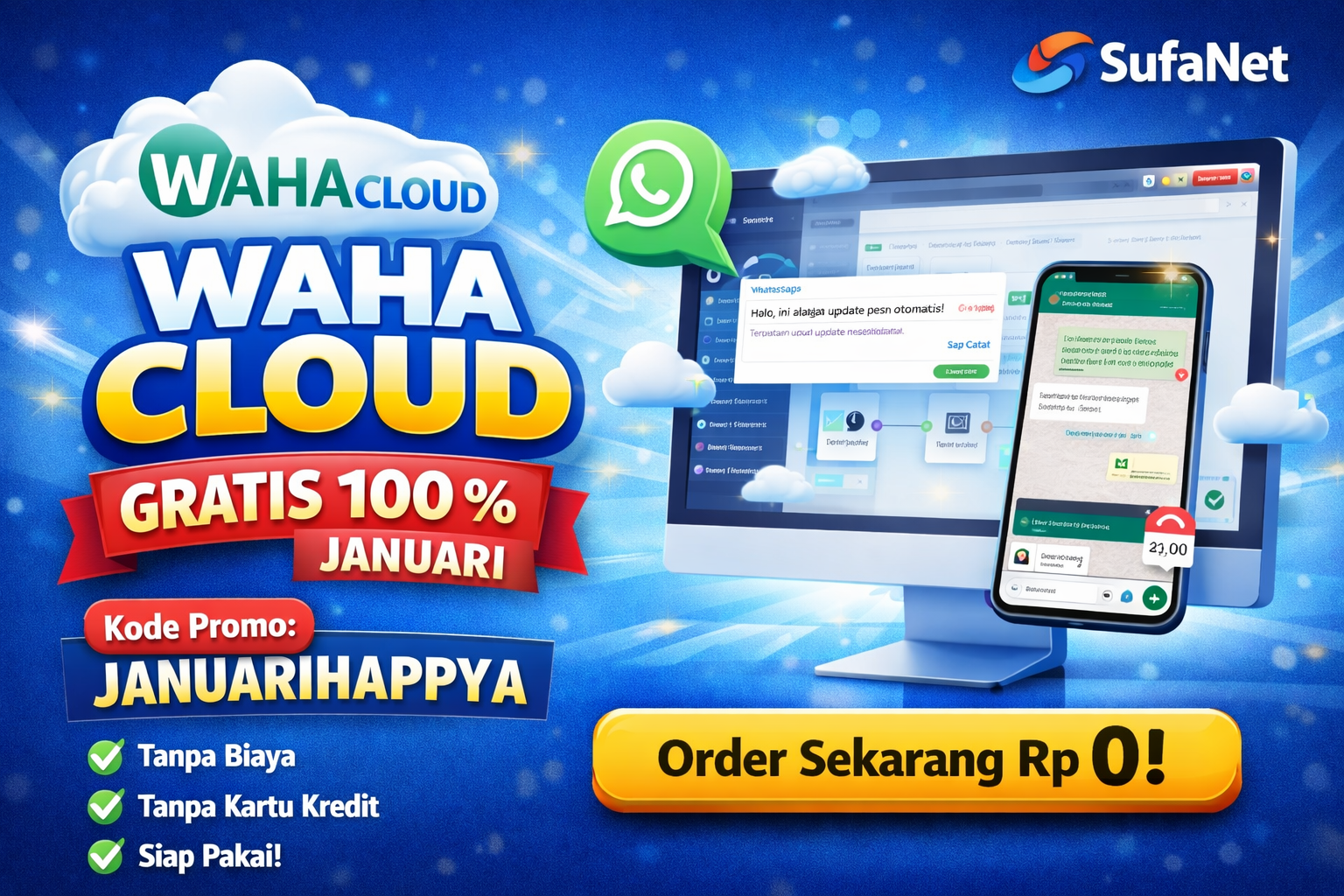 WAHA Cloud Gratis 100% Januari: WhatsApp Automation Profesional Tanpa Biaya dengan Kode Promo JANUARIHAPPY